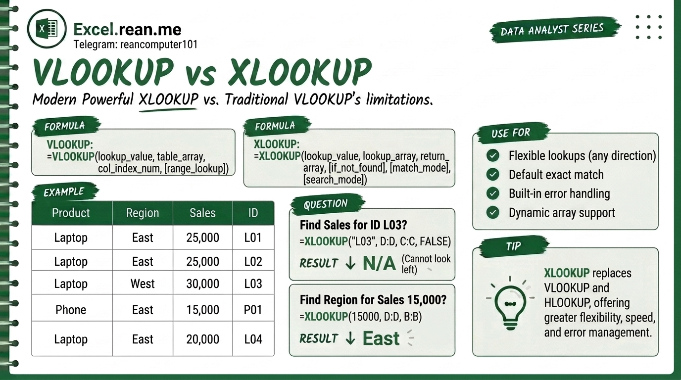 vlookup vs xlookup in excel function example